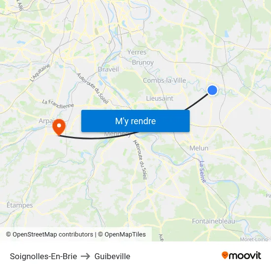 Soignolles-En-Brie to Guibeville map