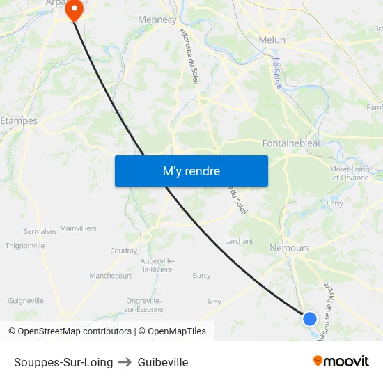 Souppes-Sur-Loing to Guibeville map