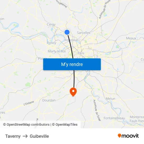 Taverny to Guibeville map