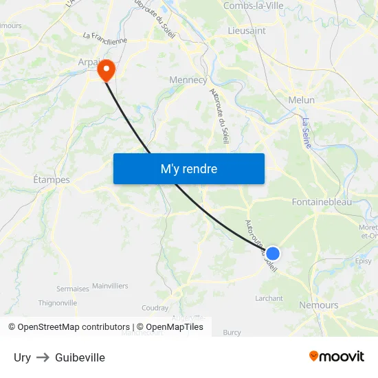 Ury to Guibeville map