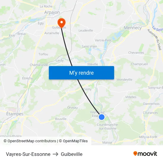 Vayres-Sur-Essonne to Guibeville map