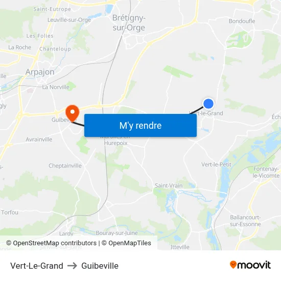 Vert-Le-Grand to Guibeville map