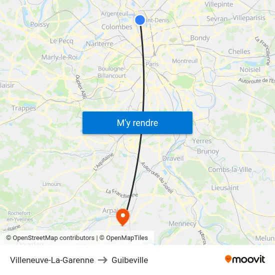 Villeneuve-La-Garenne to Guibeville map