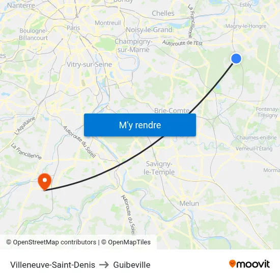 Villeneuve-Saint-Denis to Guibeville map