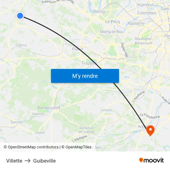 Villette to Guibeville map