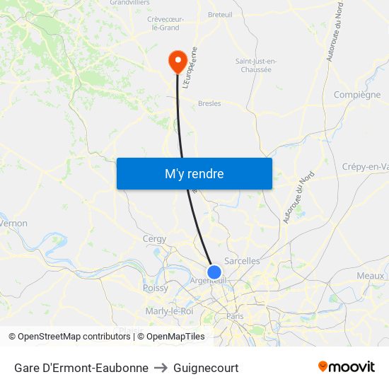 Gare D'Ermont-Eaubonne to Guignecourt map