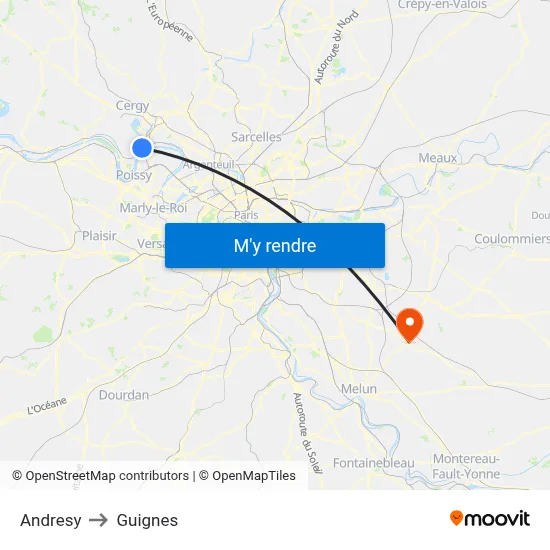 Andresy to Guignes map