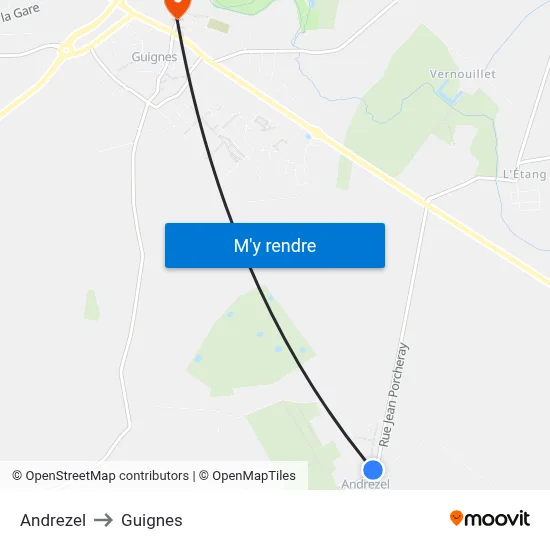 Andrezel to Guignes map