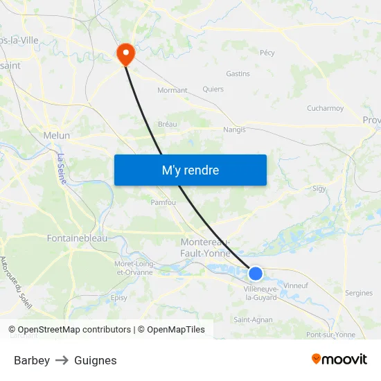 Barbey to Guignes map
