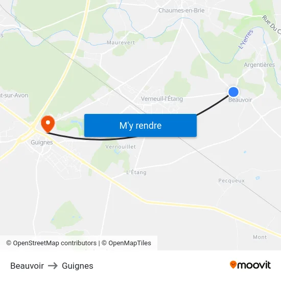 Beauvoir to Guignes map