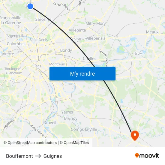 Bouffemont to Guignes map