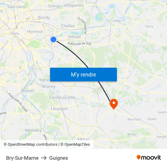 Bry-Sur-Marne to Guignes map