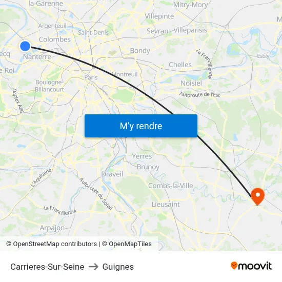 Carrieres-Sur-Seine to Guignes map