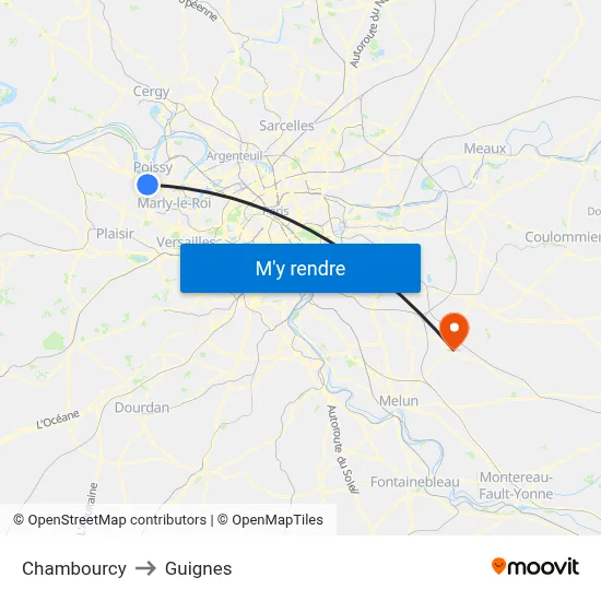 Chambourcy to Guignes map