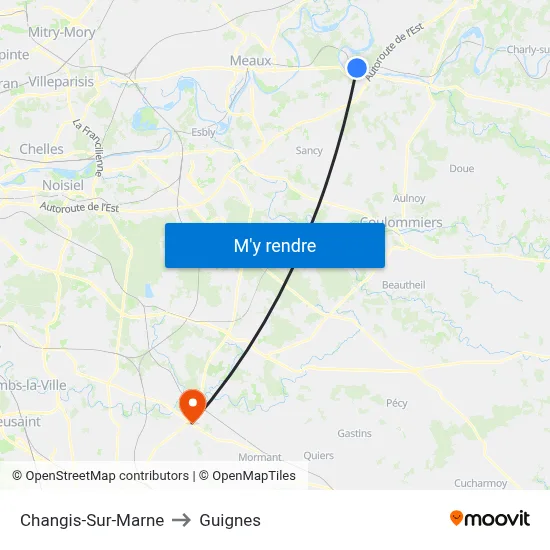Changis-Sur-Marne to Guignes map