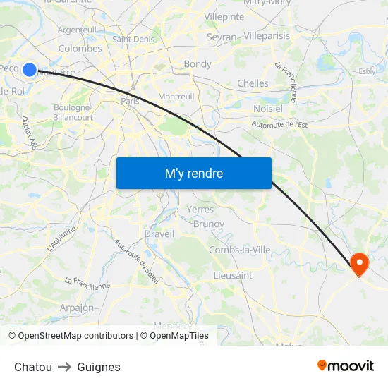 Chatou to Guignes map