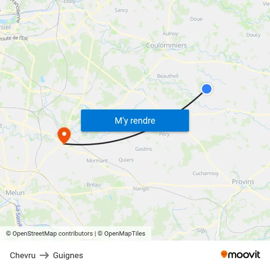 Chevru to Guignes map