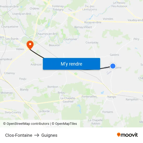 Clos-Fontaine to Guignes map