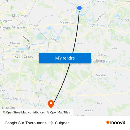 Congis-Sur-Therouanne to Guignes map