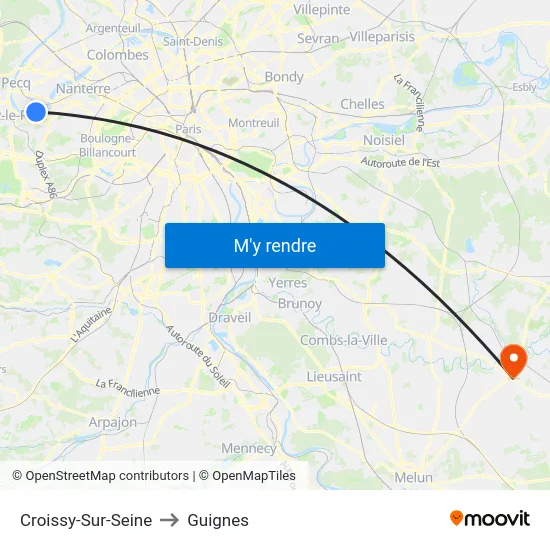 Croissy-Sur-Seine to Guignes map
