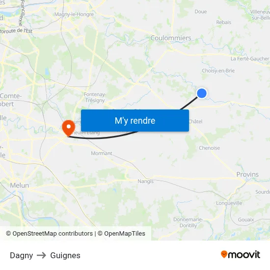 Dagny to Guignes map
