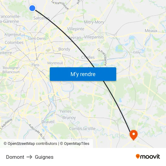 Domont to Guignes map