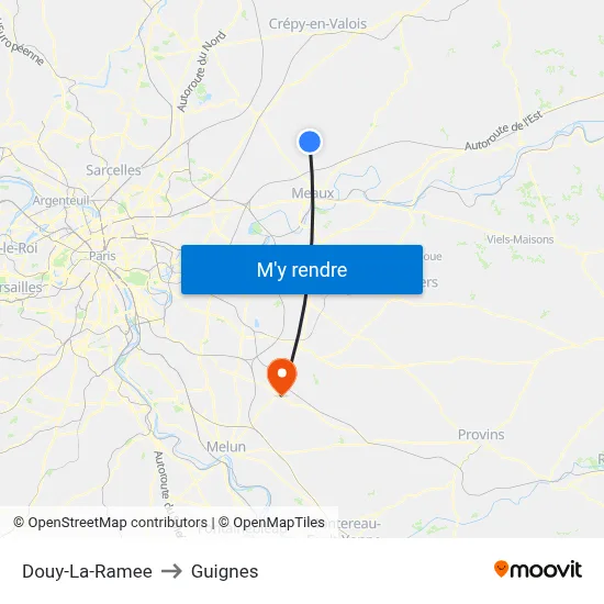 Douy-La-Ramee to Guignes map