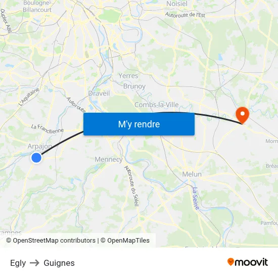 Egly to Guignes map