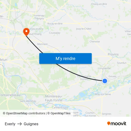 Everly to Guignes map