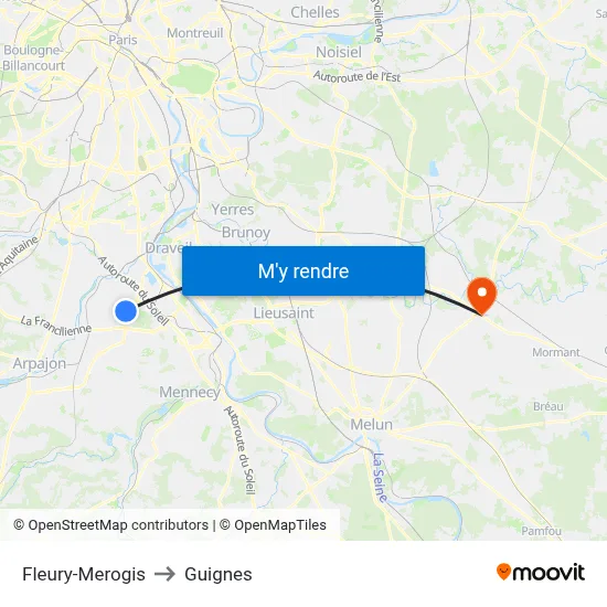 Fleury-Merogis to Guignes map