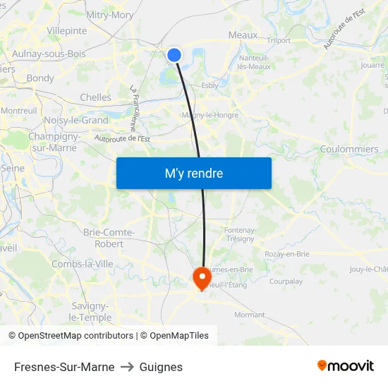 Fresnes-Sur-Marne to Guignes map