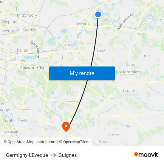 Germigny-L'Eveque to Guignes map