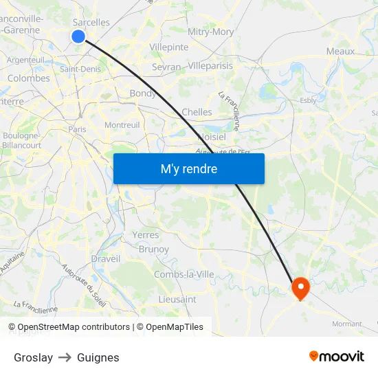 Groslay to Guignes map