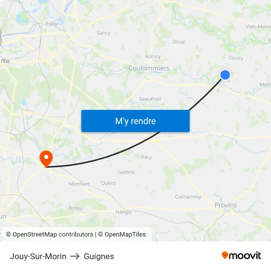 Jouy-Sur-Morin to Guignes map