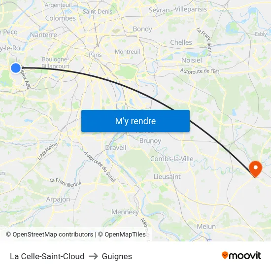 La Celle-Saint-Cloud to Guignes map