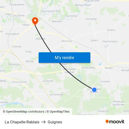 La Chapelle-Rablais to Guignes map