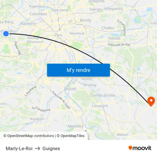 Marly-Le-Roi to Guignes map