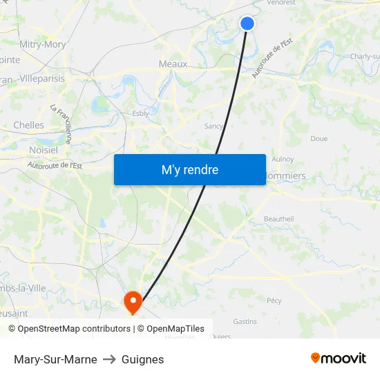 Mary-Sur-Marne to Guignes map