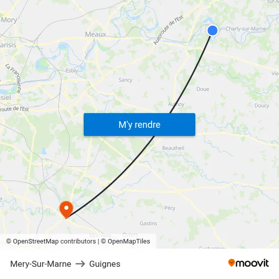 Mery-Sur-Marne to Guignes map