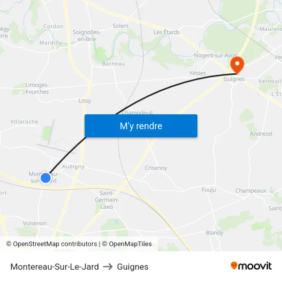 Montereau-Sur-Le-Jard to Guignes map