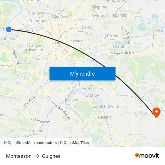 Montesson to Guignes map