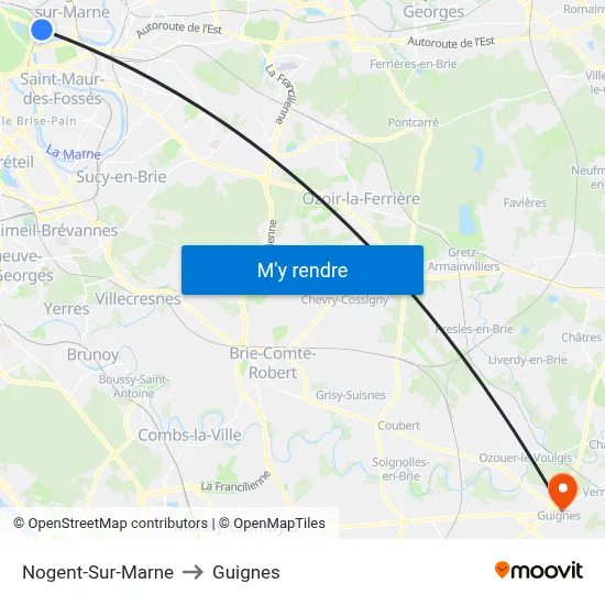 Nogent-Sur-Marne to Guignes map
