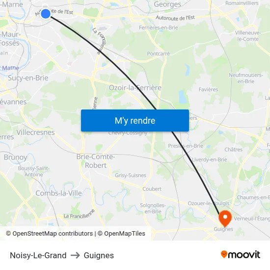 Noisy-Le-Grand to Guignes map