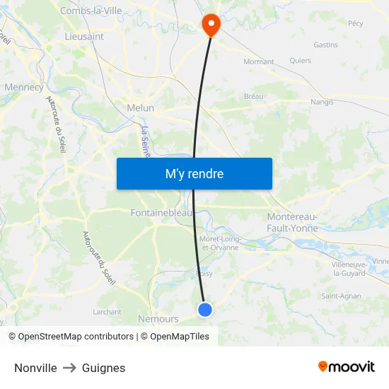 Nonville to Guignes map