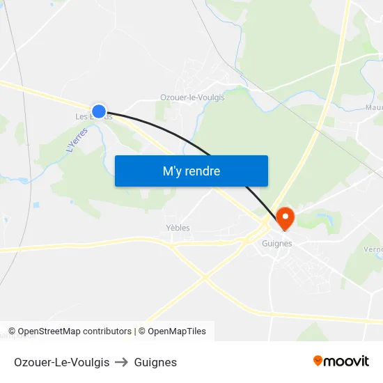 Ozouer-Le-Voulgis to Guignes map