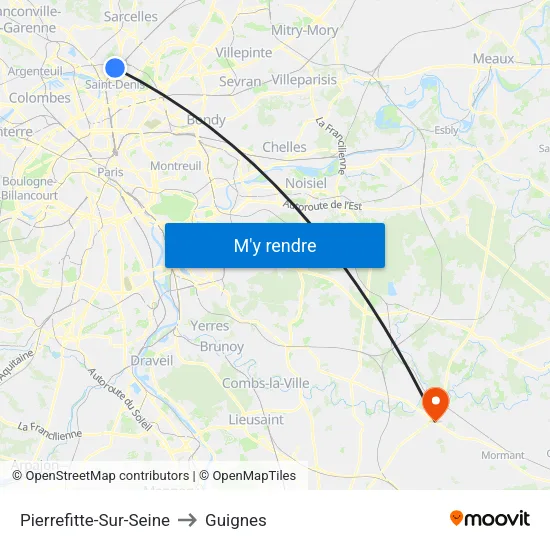 Pierrefitte-Sur-Seine to Guignes map
