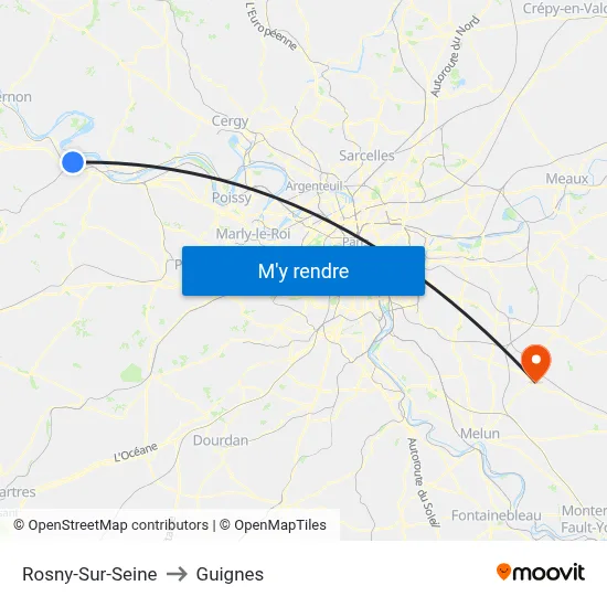 Rosny-Sur-Seine to Guignes map