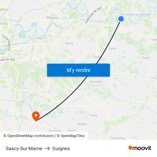 Saacy-Sur-Marne to Guignes map