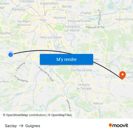 Saclay to Guignes map