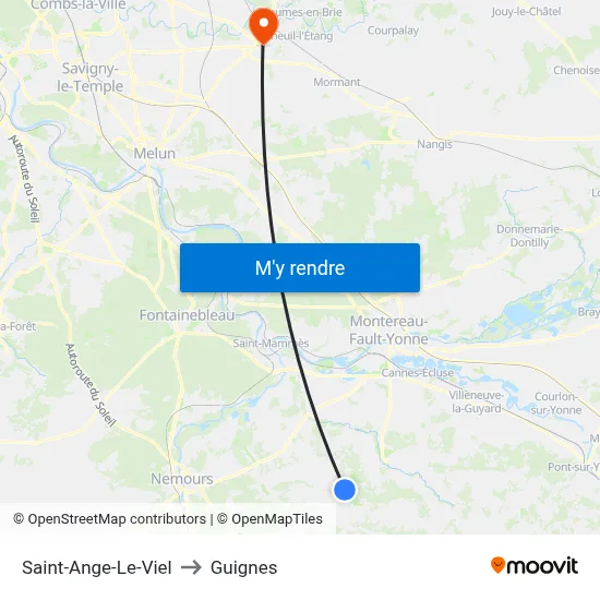 Saint-Ange-Le-Viel to Guignes map